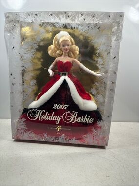 2007 Holiday Barbie Doll Mattel NIB Red Santa Gown Blonde New Collectors Edition